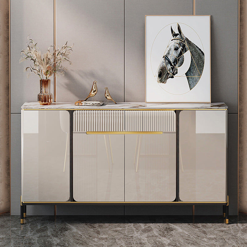 Modern Sideboard Stone Adjustable Shelving Side Board with Drawers and Cabinets