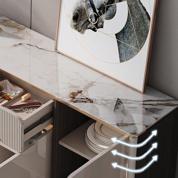 Modern Sideboard Stone Adjustable Shelving Side Board with Drawers and Cabinets