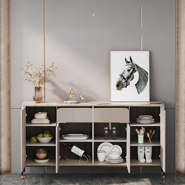 Modern Sideboard Stone Adjustable Shelving Side Board with Drawers and Cabinets