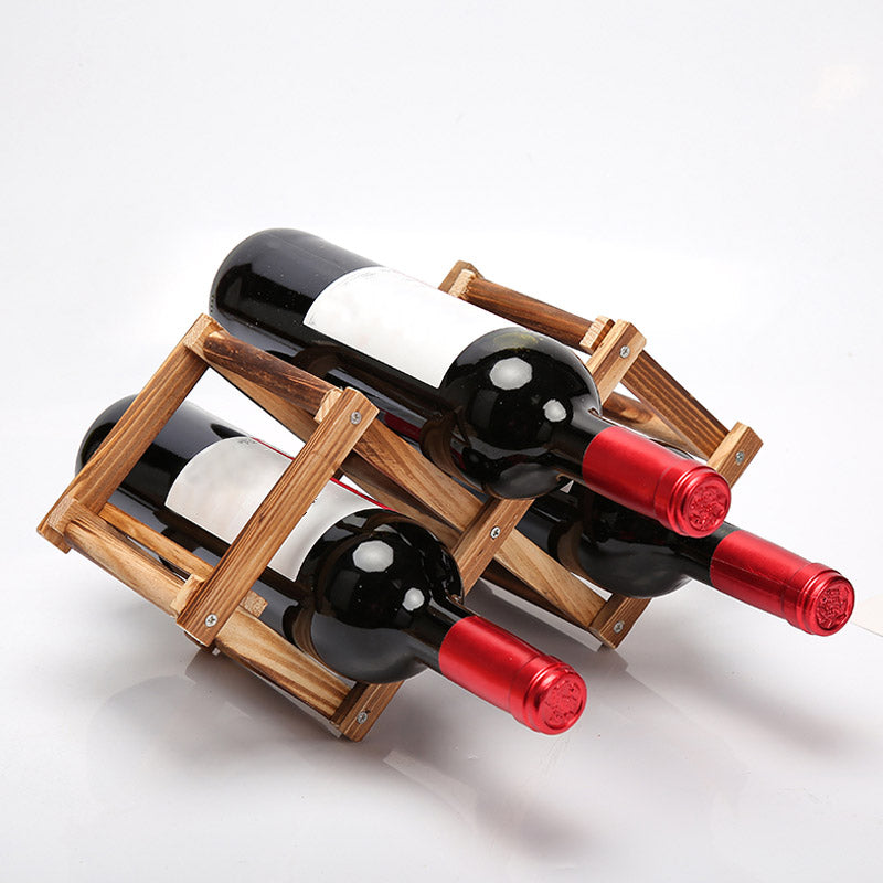 Countertop Wine Rack Solid Wood Stackable Wine Bottle Rack for Living Room