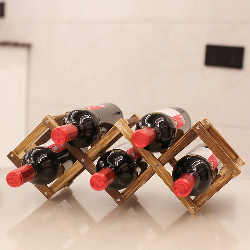 Countertop Wine Rack Solid Wood Stackable Wine Bottle Rack for Living Room