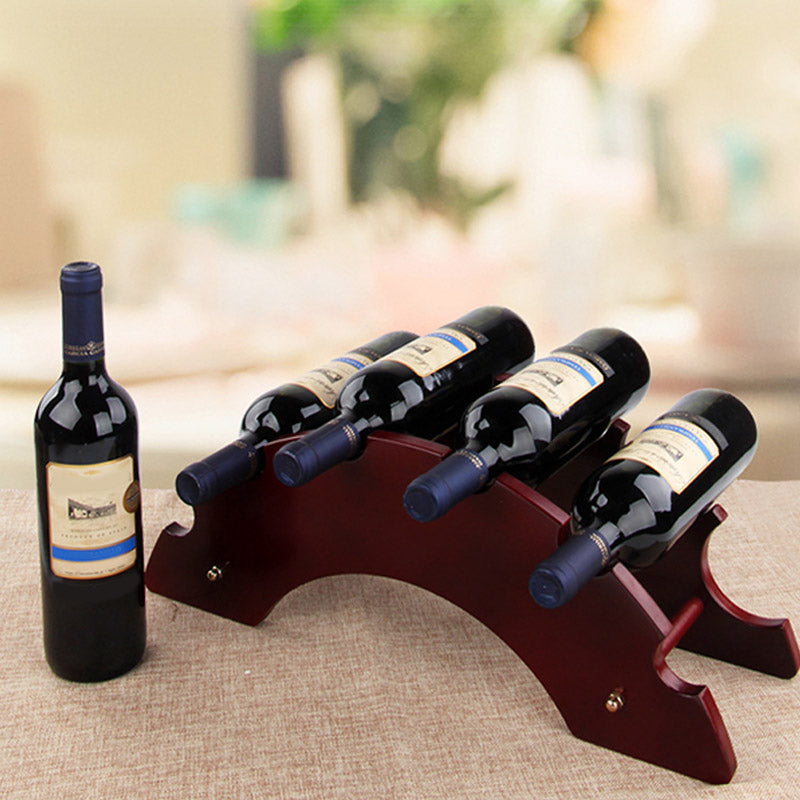 Modern Simple Tabletop Wine Rack Geometry Shape Wooden Wine Bottle Rack for Kitchen