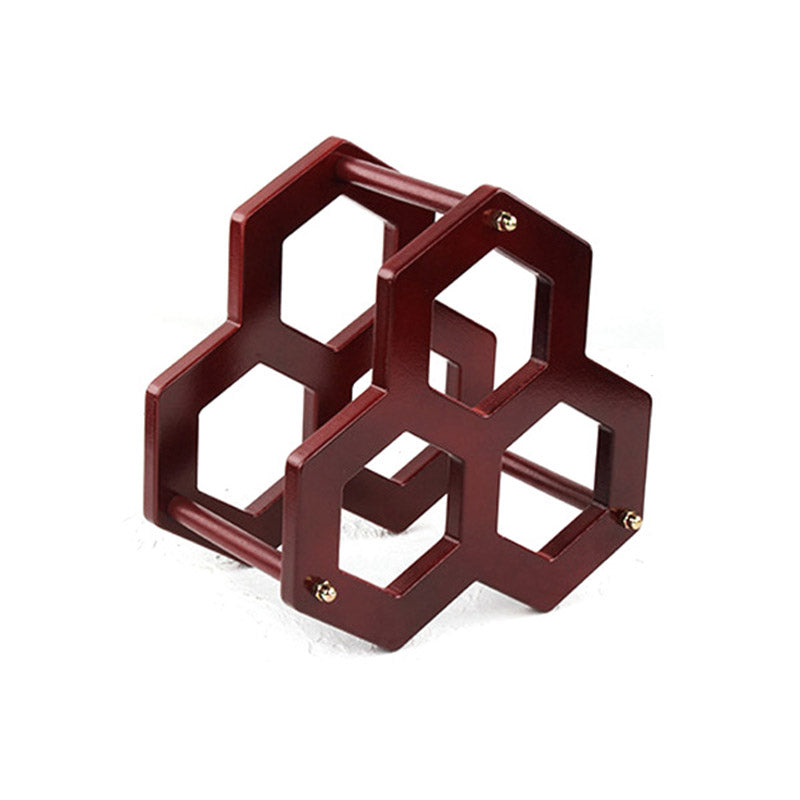 Modern Simple Tabletop Wine Rack Geometry Shape Wooden Wine Bottle Rack for Kitchen