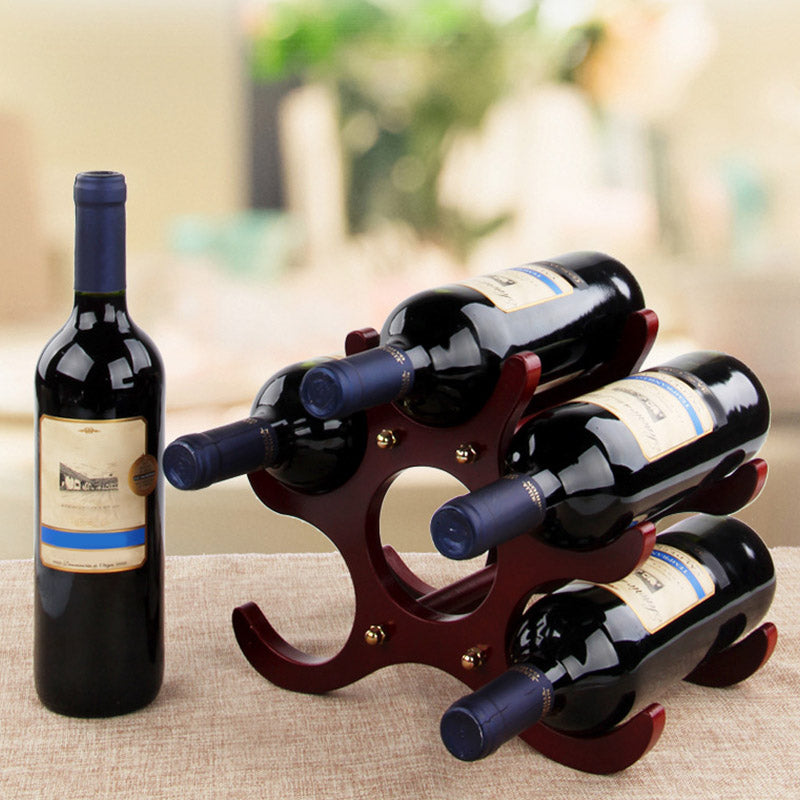 Modern Simple Tabletop Wine Rack Geometry Shape Wooden Wine Bottle Rack for Kitchen