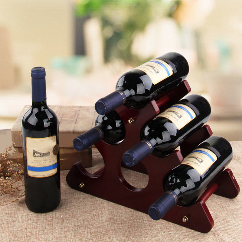 Modern Simple Tabletop Wine Rack Geometry Shape Wooden Wine Bottle Rack for Kitchen