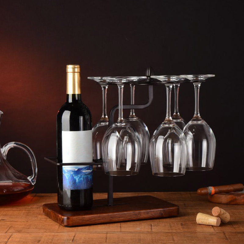 Modern Simple Tabletop Wine Rack Wooden Base Wine Bottle Rack for Living Room