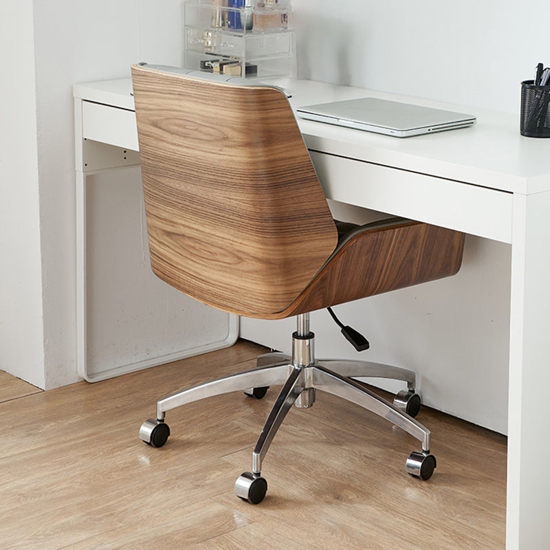 Armless Desk Chair Modern No Distressing Leather Ergonomic Office Chair with Wheels