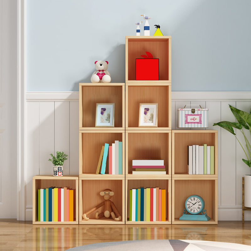 Scandinavian Storage Bookcase Wood Cubby Storage Bookcase in Pine