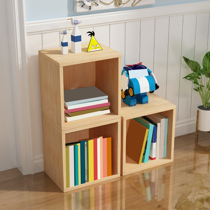 Scandinavian Storage Bookcase Wood Cubby Storage Bookcase in Pine