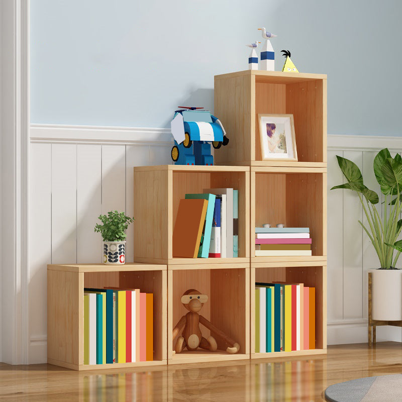 Scandinavian Storage Bookcase Wood Cubby Storage Bookcase in Pine