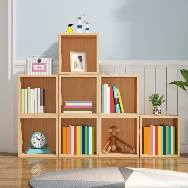 Scandinavian Storage Bookcase Wood Cubby Storage Bookcase in Pine