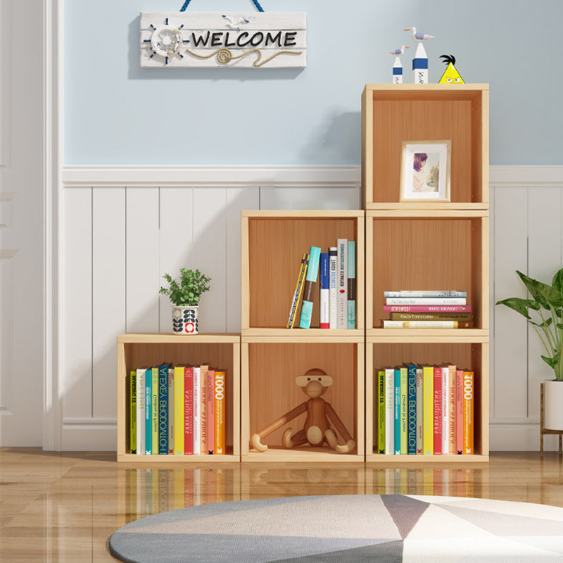 Scandinavian Storage Bookcase Wood Cubby Storage Bookcase in Pine