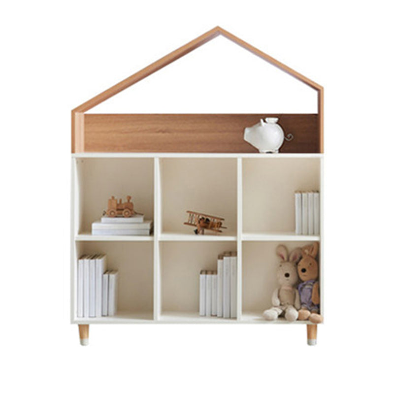 Industrial Closed Back Cubby Storage Bookcase Wood Bookshelf in Beech