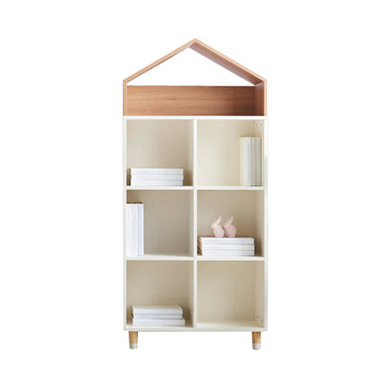 Industrial Closed Back Cubby Storage Bookcase Wood Bookshelf in Beech