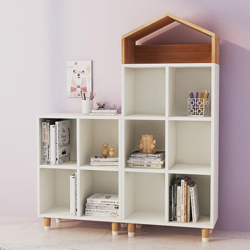 Industrial Closed Back Cubby Storage Bookcase Wood Bookshelf in Beech