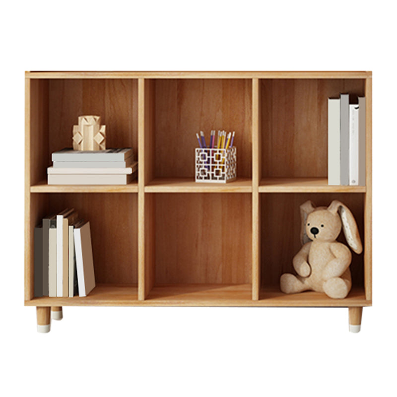 Industrial Closed Back Cubby Storage Bookcase Wood Bookshelf in Beech