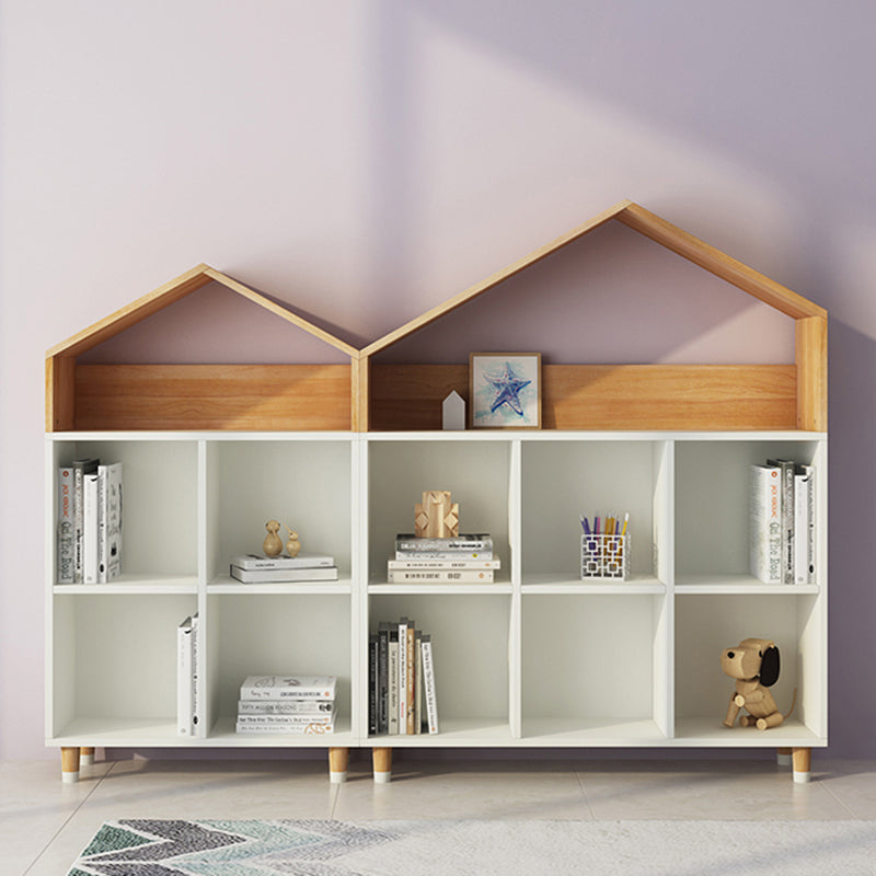 Industrial Closed Back Cubby Storage Bookcase Wood Bookshelf in Beech