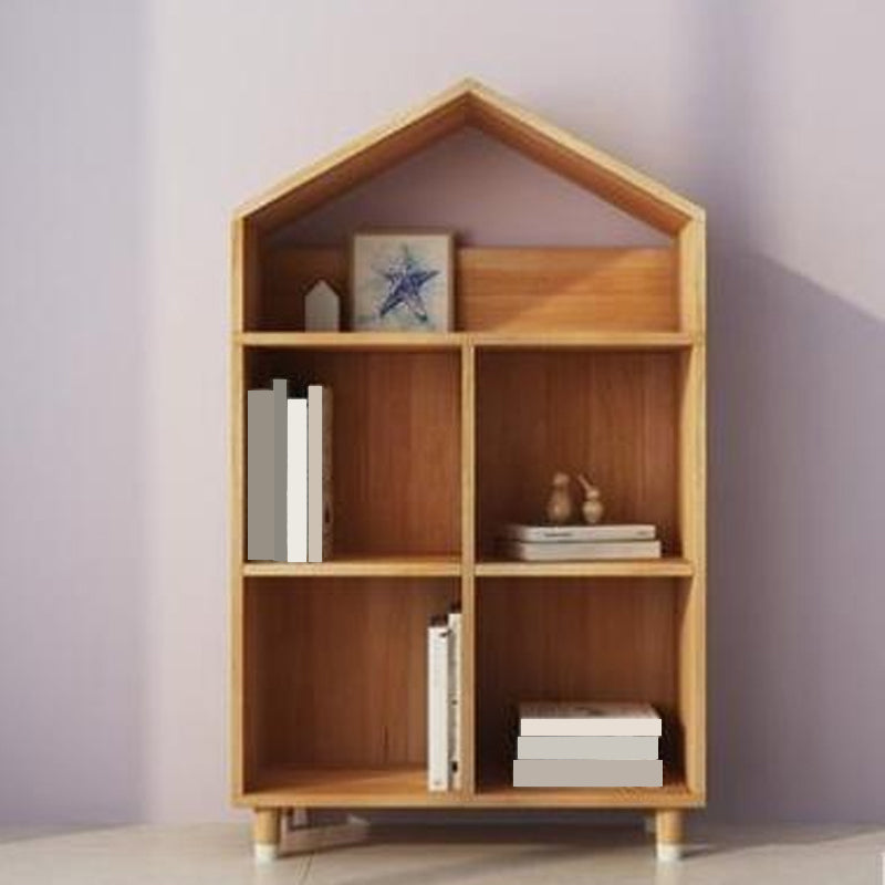 Industrial Closed Back Cubby Storage Bookcase Wood Bookshelf in Beech