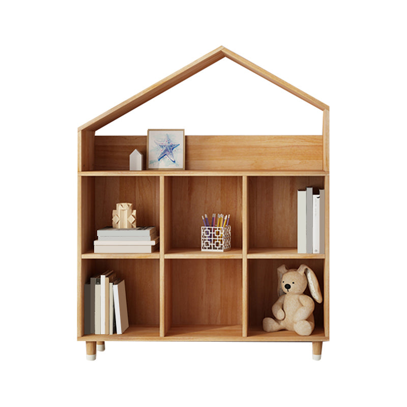 Industrial Closed Back Cubby Storage Bookcase Wood Bookshelf in Beech