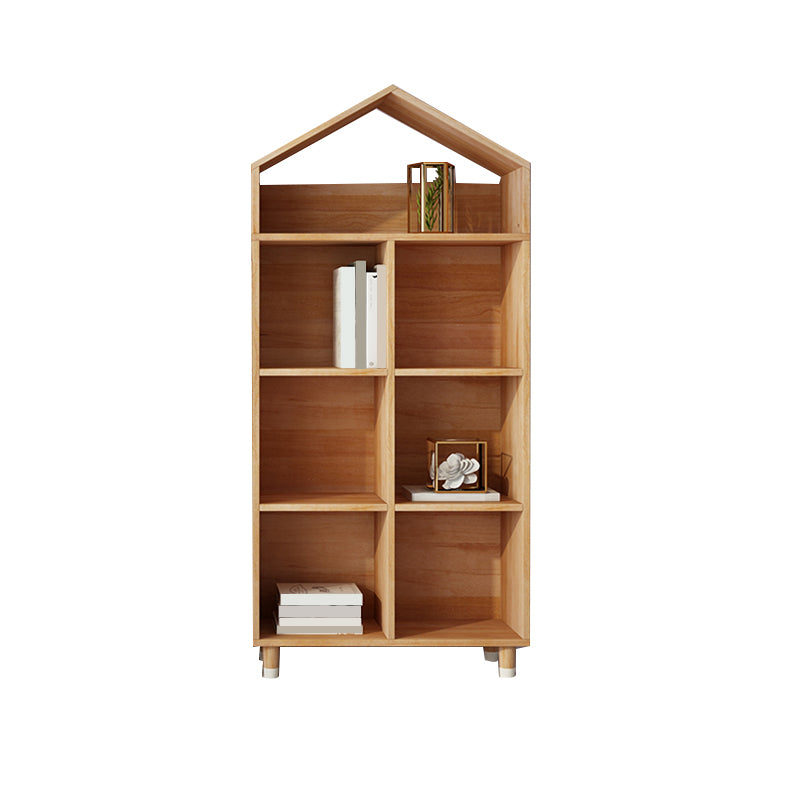 Industrial Closed Back Cubby Storage Bookcase Wood Bookshelf in Beech