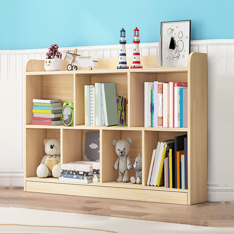 Scandinavian Book Shelf Freestanding Cubby Storage Bookcase in Pine