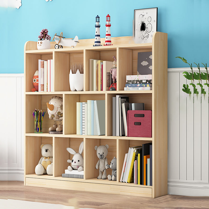 Scandinavian Book Shelf Freestanding Cubby Storage Bookcase in Pine