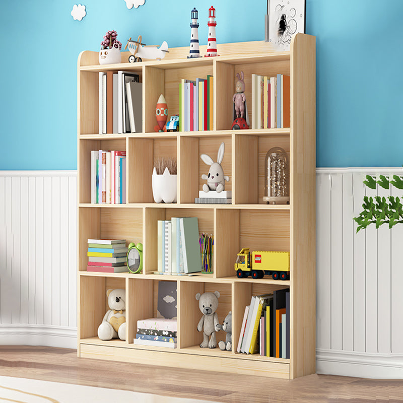 Scandinavian Book Shelf Freestanding Cubby Storage Bookcase in Pine