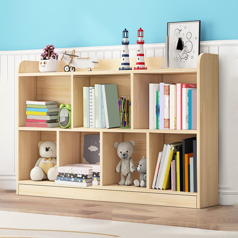 Scandinavian Book Shelf Freestanding Cubby Storage Bookcase in Pine