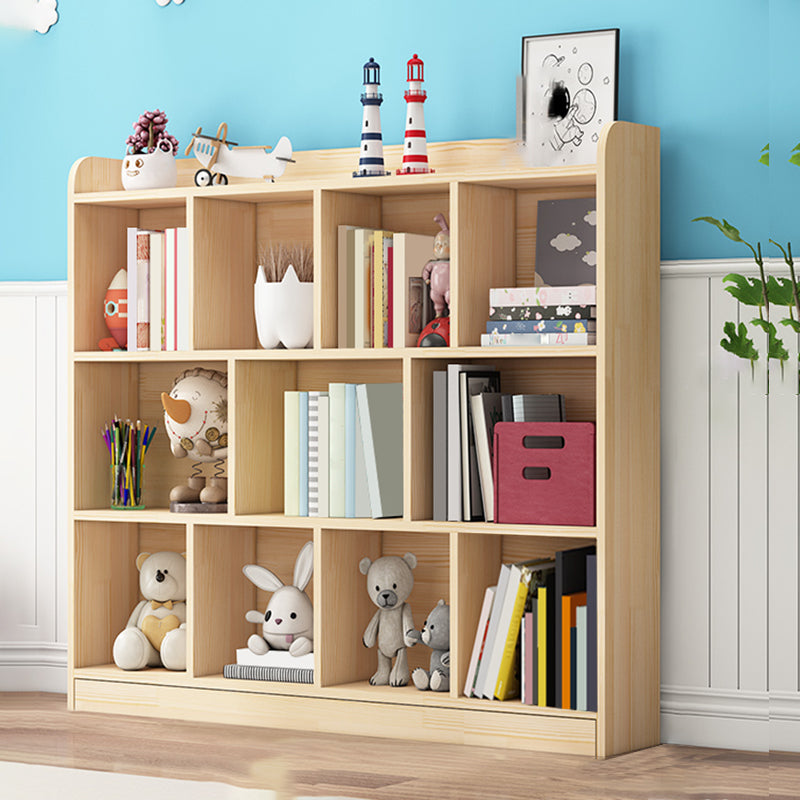 Scandinavian Book Shelf Freestanding Cubby Storage Bookcase in Pine