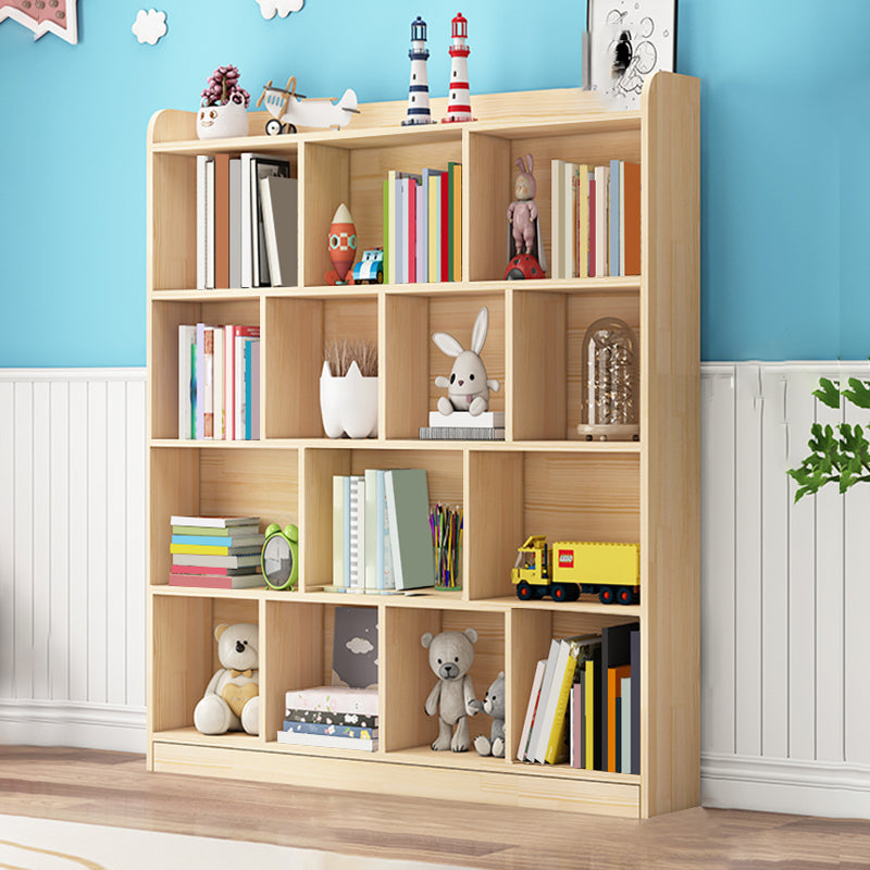 Scandinavian Book Shelf Freestanding Cubby Storage Bookcase in Pine