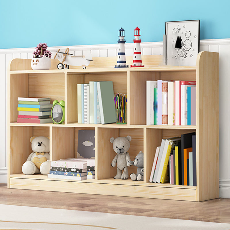 Scandinavian Book Shelf Freestanding Cubby Storage Bookcase in Pine