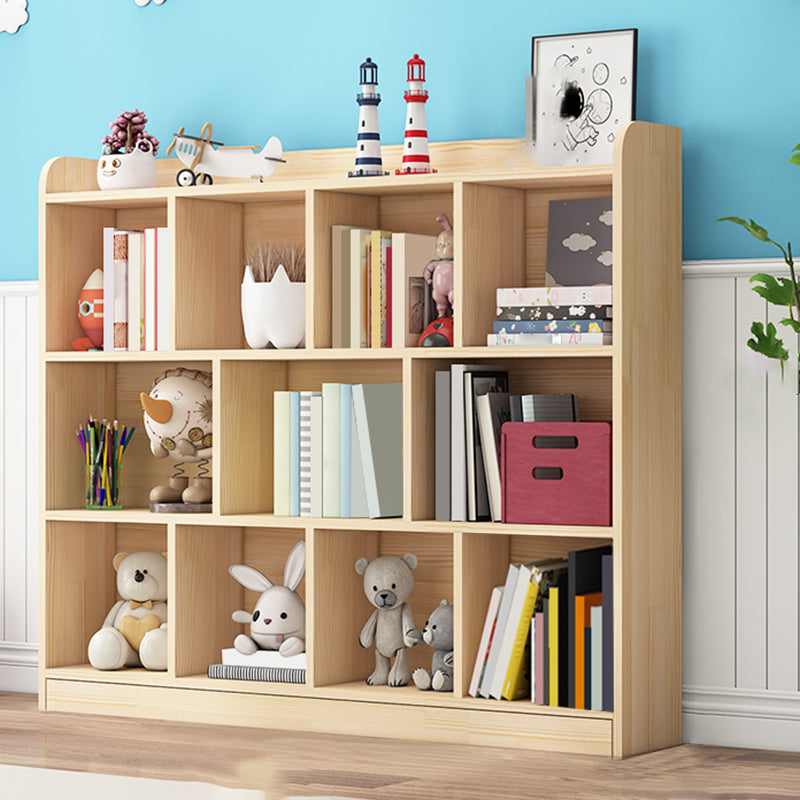 Scandinavian Book Shelf Freestanding Cubby Storage Bookcase in Pine