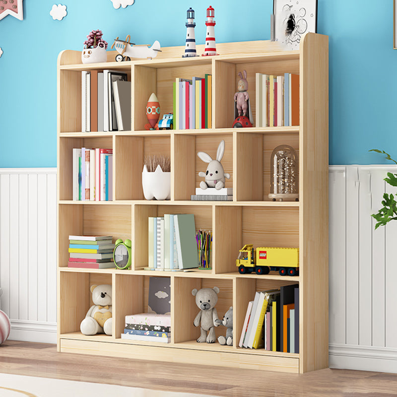 Scandinavian Book Shelf Freestanding Cubby Storage Bookcase in Pine