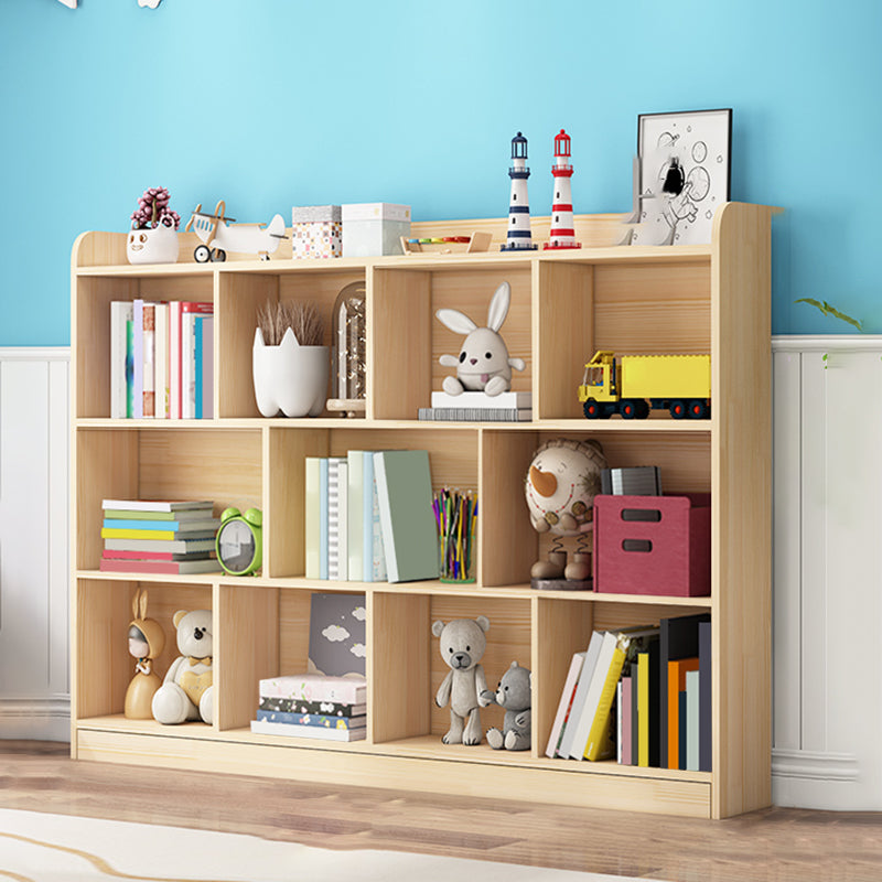 Scandinavian Book Shelf Freestanding Cubby Storage Bookcase in Pine