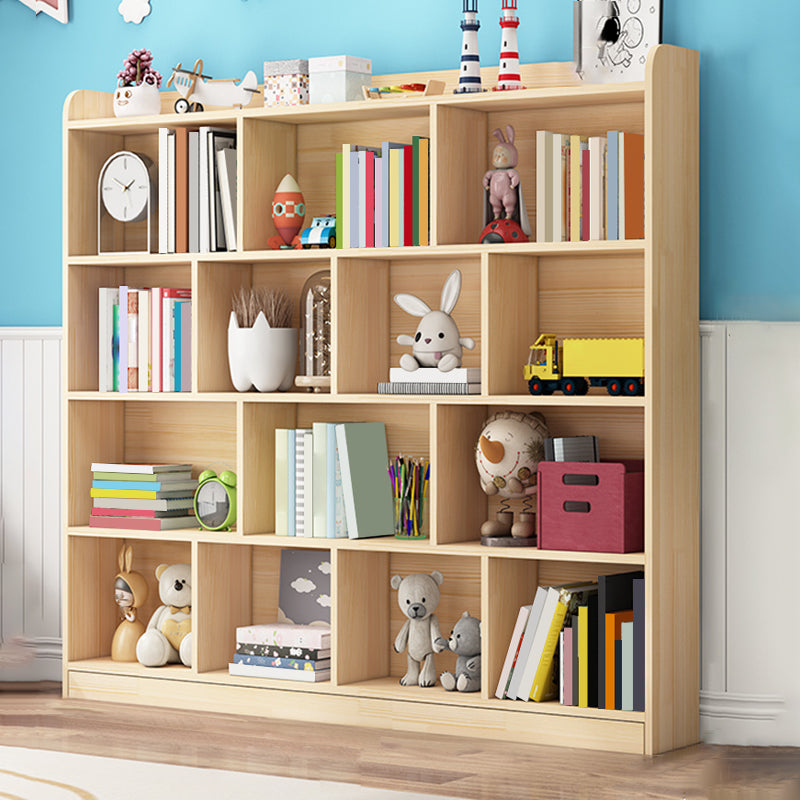 Scandinavian Book Shelf Freestanding Cubby Storage Bookcase in Pine