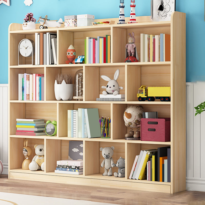 Scandinavian Book Shelf Freestanding Cubby Storage Bookcase in Pine