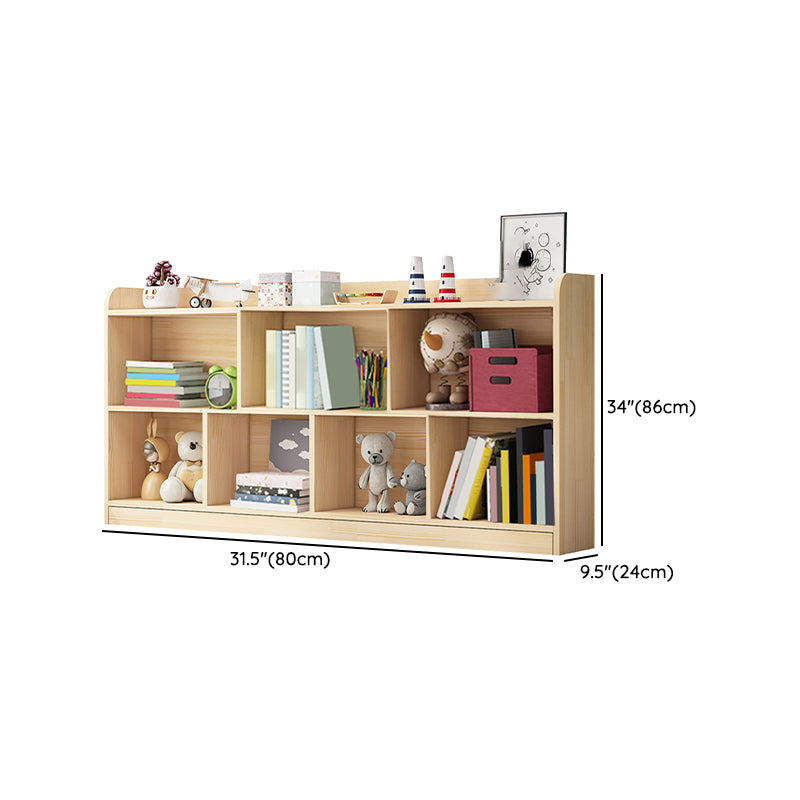 Scandinavian Book Shelf Freestanding Cubby Storage Bookcase in Pine