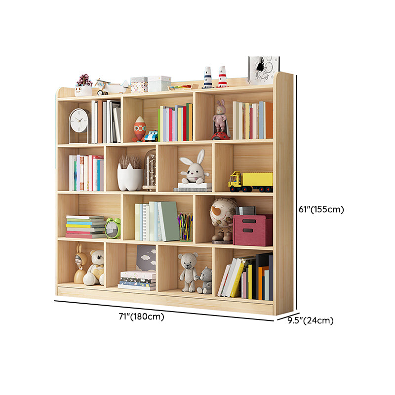 Scandinavian Book Shelf Freestanding Cubby Storage Bookcase in Pine