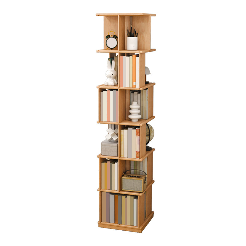 Industrial Open Back Standard Kids Bookcase Wood Bookshelf in Rubberwood