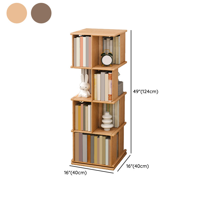 Industrial Open Back Standard Kids Bookcase Wood Bookshelf in Rubberwood