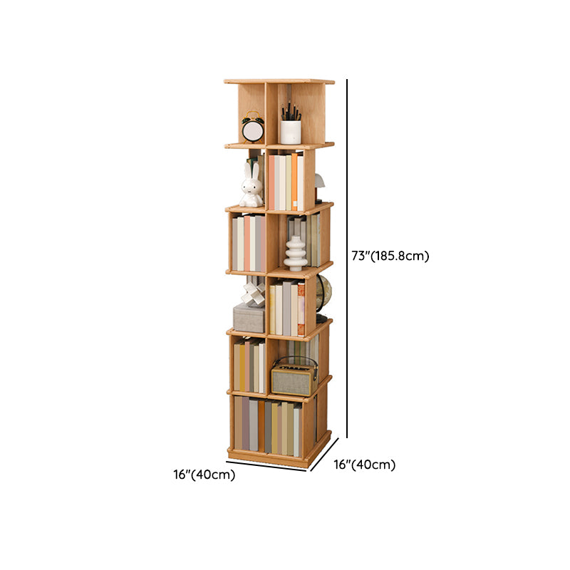 Industrial Open Back Standard Kids Bookcase Wood Bookshelf in Rubberwood