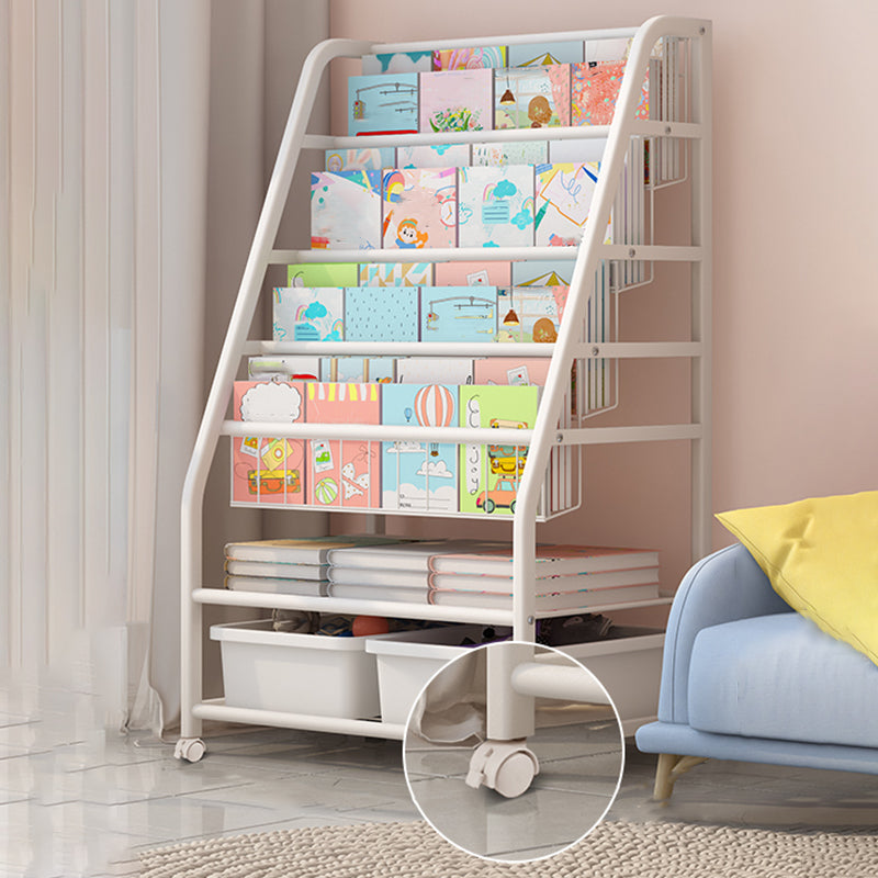 Contemporary Freestanding Book Display Metal Shelf Bookcase in Open Back