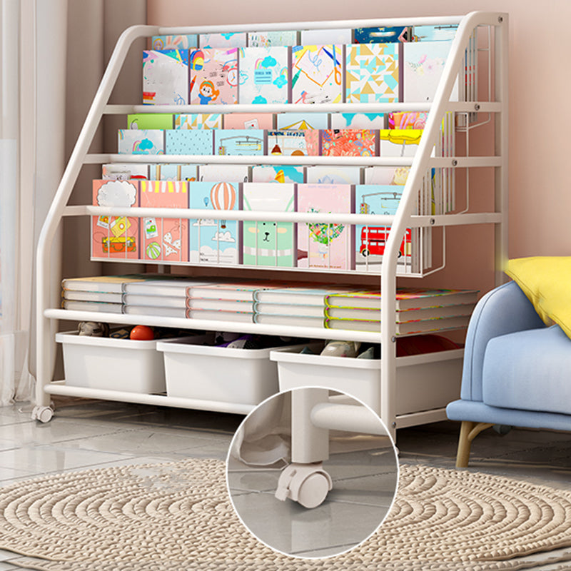 Contemporary Freestanding Book Display Metal Shelf Bookcase in Open Back