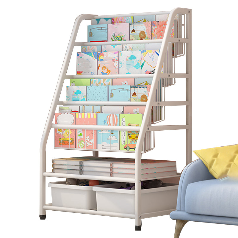 Contemporary Freestanding Book Display Metal Shelf Bookcase in Open Back