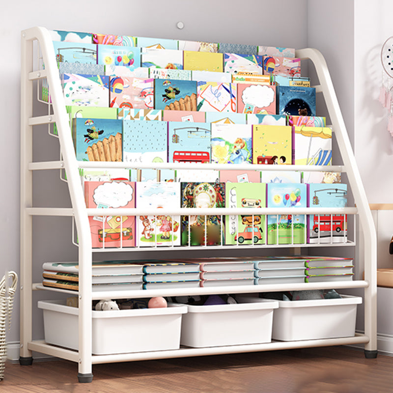 Contemporary Freestanding Book Display Metal Shelf Bookcase in Open Back