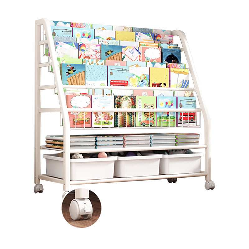 Contemporary Freestanding Book Display Metal Shelf Bookcase in Open Back