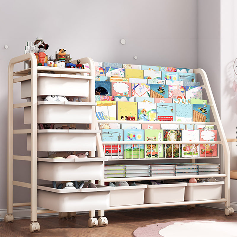 Contemporary Freestanding Book Display Metal Shelf Bookcase in Open Back