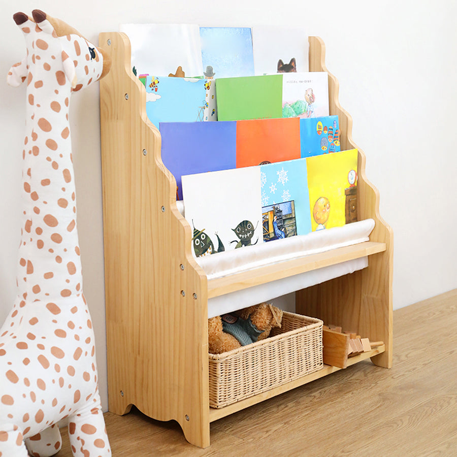 Natural Shelf Scandinavian Book Display Freestanding Pine Shelf