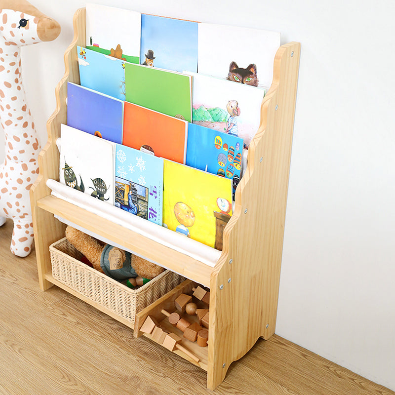 Natural Shelf Scandinavian Book Display Freestanding Pine Shelf