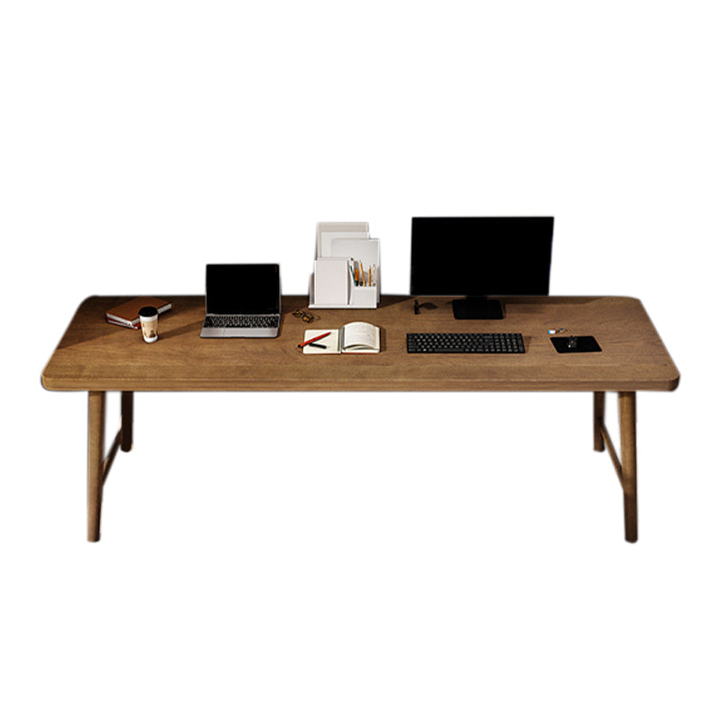 Solid Wood Rectangle Writing Desk Modern 29.53" Tall Office Desk with H-Base